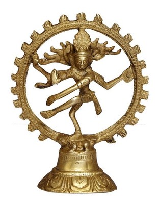 Brass Natraj Statue 4.72'' Dancing Shiva Idol Vastu Decor Traditional Gold