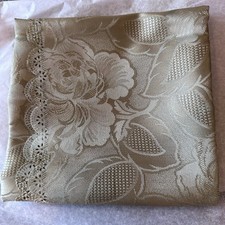 VTG Olive Jacquard Tablecloth 3 Napkins, 3 Pearl Napkin Holders 32 Sq 7 In Set