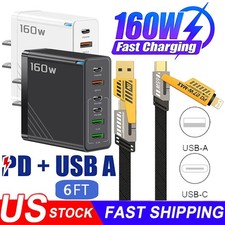 160W 6-Port Type C Charger Fast Charging QC3.0 For Samsung iPhone Android Phone