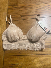 No Boundaries Wireless Lace Bralette Womens Size M - Beige Floral Lace - New