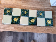 3 x Antique fireplace  tiles Edwardian majolica quartered  reclaimed 6"x6"