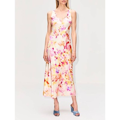  La Ligne NYC Bias Silk Tank Dress in Light Yellow Pink L