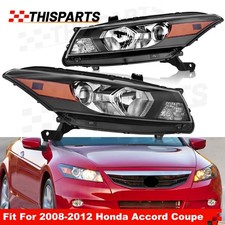 Front Projector Halogen Headlight For 08-12 Honda Accord Coupe Pair Black Amber