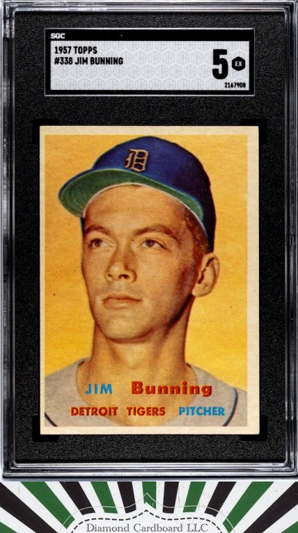 1957 Topps #338 Jim Bunning SGC 5 HOF RC
