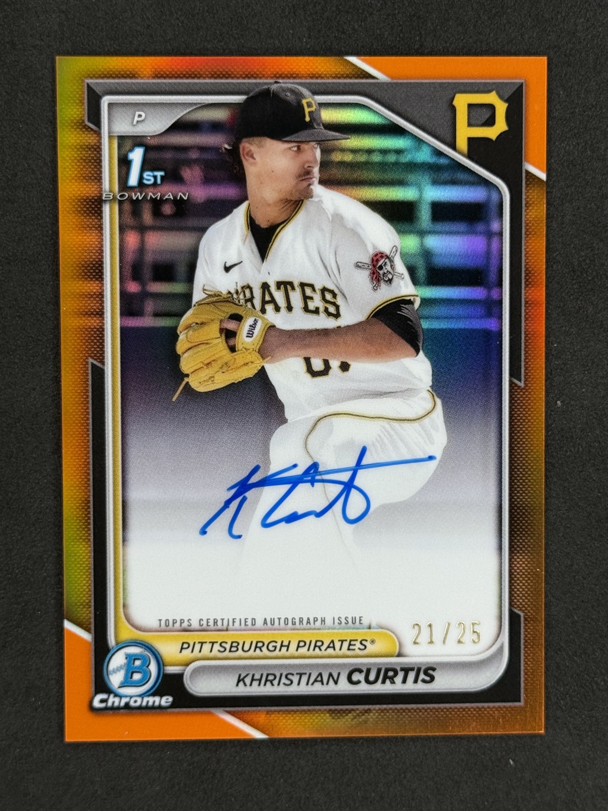 KHRISTIAN CURTIS 2024 Bowman Chrome Auto #CPA-KC True Orange /25 Pirates