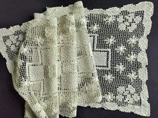 Hand-Made Vintage Table Runner in Filet Lace 46.5 in.