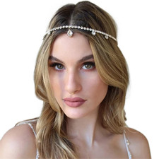 Wedding Head Chain Rhinestone Vintage Bride Headpieces Tassel Boho Hair Jewel...