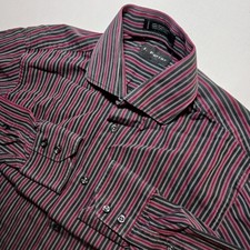 J. Ferrar Mens Slim Fit Dress Shirt Medium 15-32/33 Multicolor Stripes Cotton