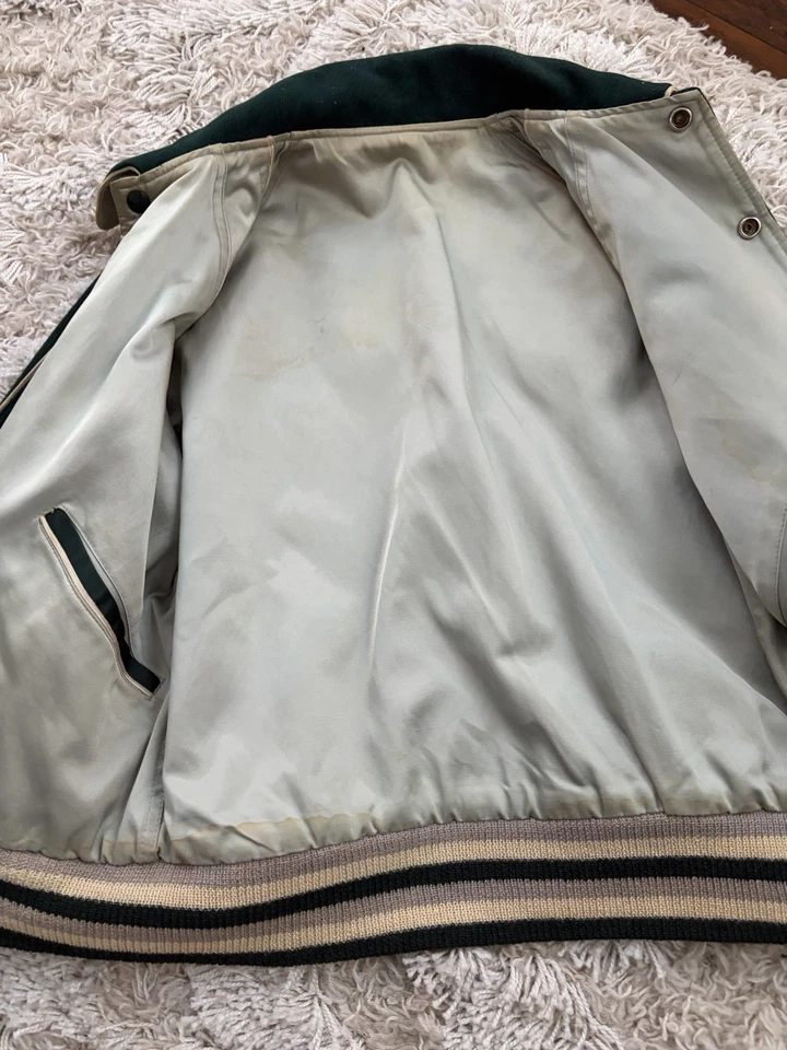 Vintage Varsity Letterman Dark Green Jacket - Image 4 of 4