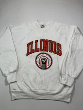 Vintage Illinois Fighting Illini Sweatshirt Men Medium Chief Illiniwek 90s NCAA