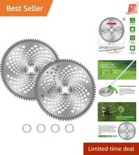 2-Set 10X80T Carbide Tip Brush Blades for Trimmer Weed Eater Long Lasting