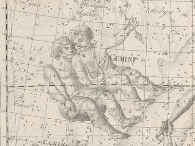 Bode Uranographia Gemini Vintage 1801 Celestial Map Reprint Wall Art