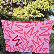 BaubleBar Custom Monogram Knit Blanket - Letter M or W Pink/Red/Orange