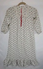 Vintage Girls Victorian Long Nightgown Sz 7 JCPenney Holiday Ditsy Flower Ruffle