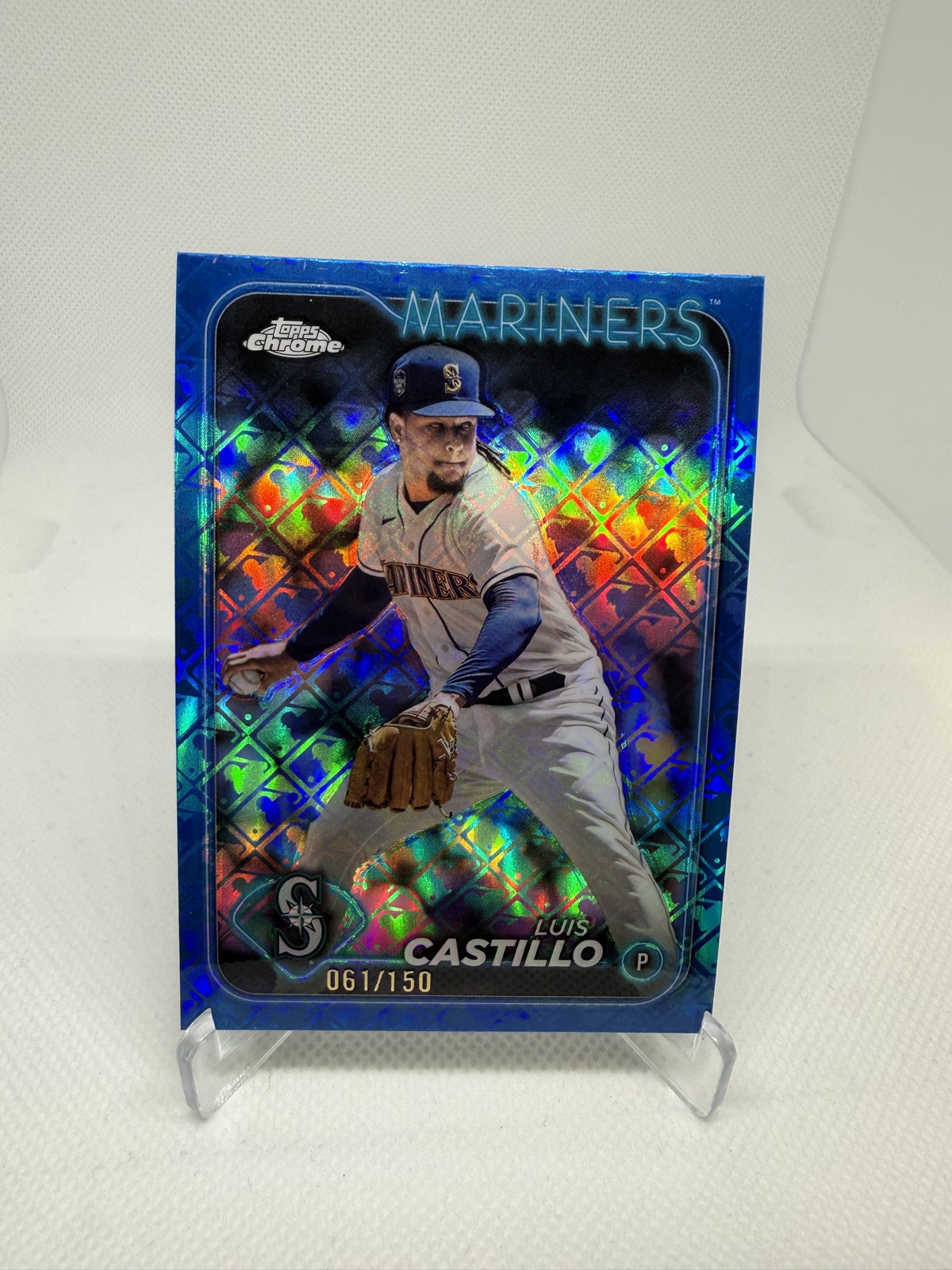 Luis Castillo Topps Chrome Logofractor #129 Blue Refractor /150 Mariners