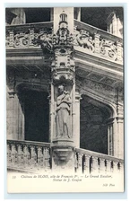 Vintage Chateau de Blois Francois I Wing Grand Staircase Postcard