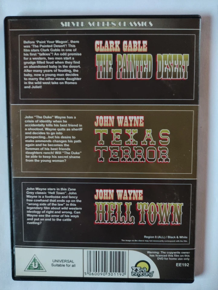 3 Classic Westerns - The Painted Desert, Texas Terror Hell Town DVD Wayne❤️ VGC - Image 2 of 2