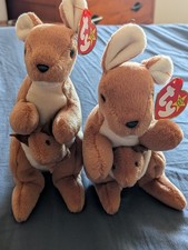 2 Ty Beanie Baby Pouch the Kangaroo 1996 with Errors Rare Collectable 