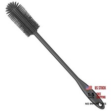 Charcoal Silicone Bottle Brush with Long Handle - Water Bottle Cleaner Brush