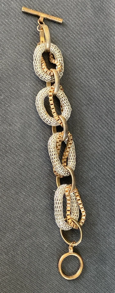 Винтажный подписанный Kenneth Cole меди и серебристого тона сетки большой ссылка браслет C4B - Изображение 2 из 4