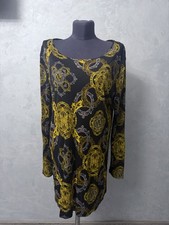 Rare Versace Collection Barocco Baroque Medusa Mini Dress Gold Black Size L