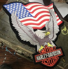 Vintage Large Harley Davidson Back Patch Biker Original Silver Eagle USA
