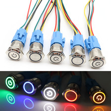New Multi-Color LED Metal Push Button Switch 16/19/22mm Momentary/Latching
