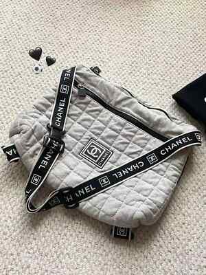 Chanel Sport Line Melange Grey Quilted Cloud Buckle Messenger Bag