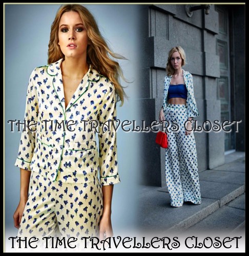 NEW TOPSHOP Kate Moss Cream Blue Green Floral Pyjama Style Blouse Jacket UK 6 34 - Picture 9 of 9