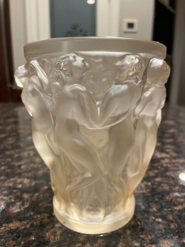 Vaso Lalique Bacchantes Ghiacciato Donna Nudo 5,75"" Lucentezza Oro - Foto 3 di 11