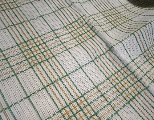 VTG 1960s 1970s Sears Perma Prest White, Yellow&Green Plaid 2 Panel XL Curtains - Picture 4 of 8