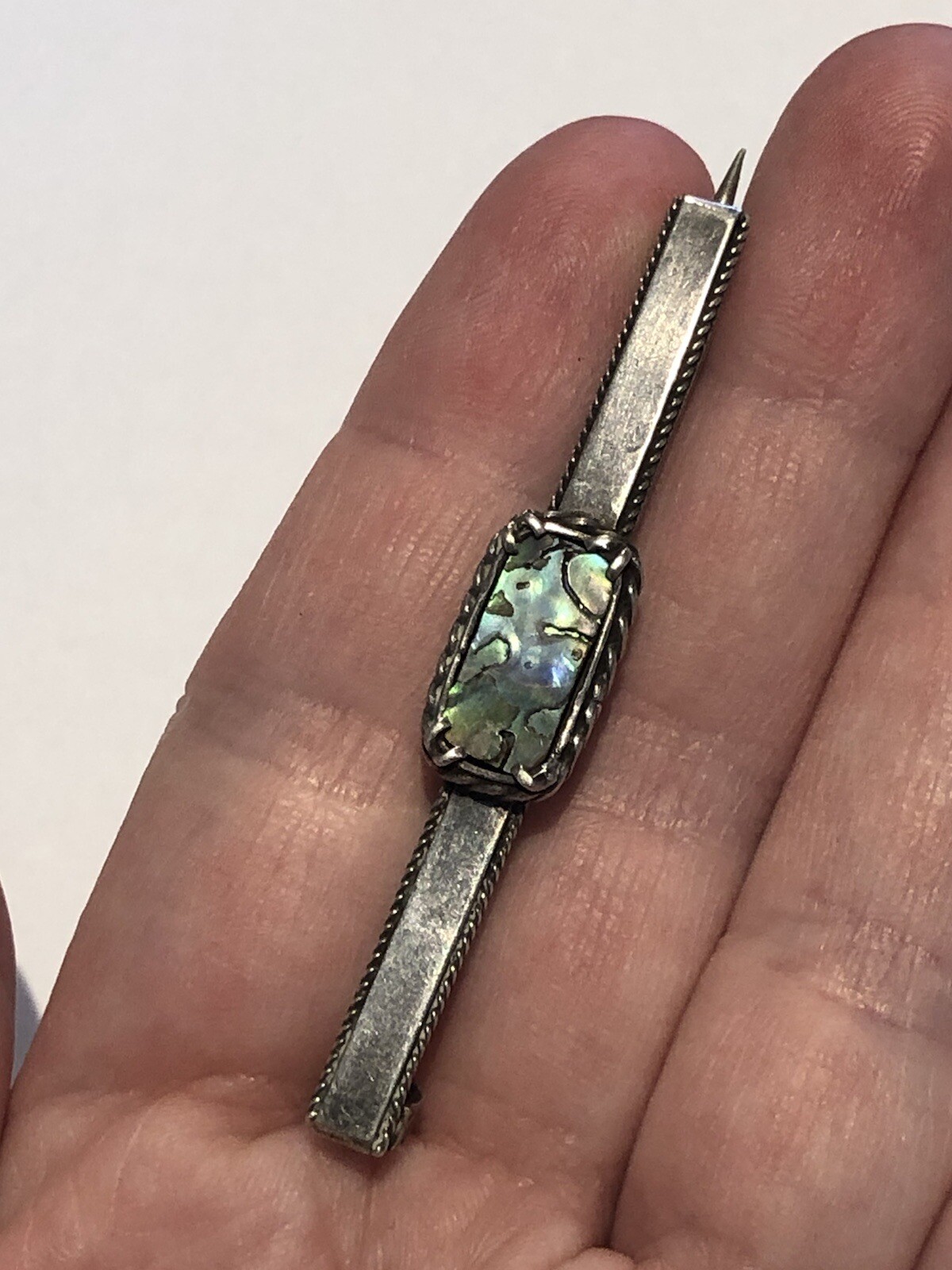 Vintage Paua Abalone Shell Rectangular Sterling s… - image 2