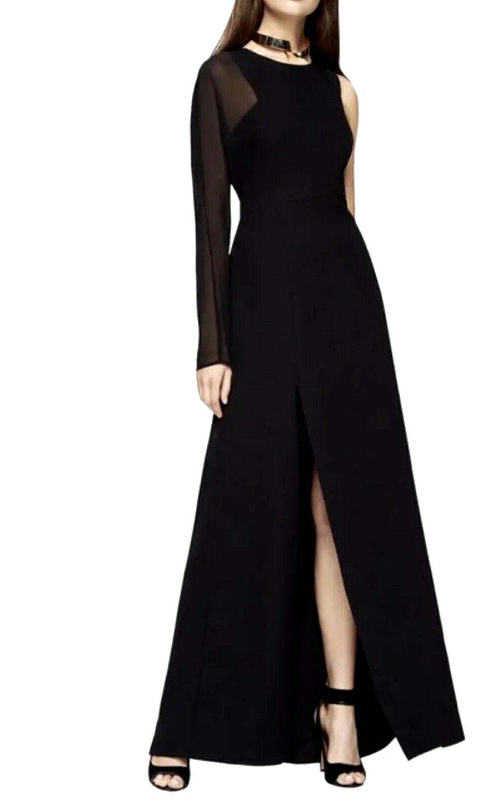 NWT BCBG MAXAZRIA Cheyenne Onesleeve Black Gown Evening Dress SIZE 0