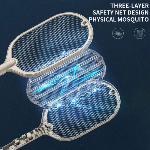 Multi-functional Electric Mosquito Swatter Racket Fly Killer Zapper USB Recharge - Picture 5 of 14