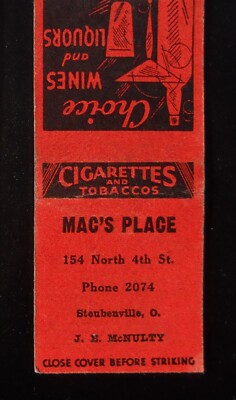 1930s Mac's Place Smoke Ladies Park Your Butts J. E. McNulty Steubenville OH MB