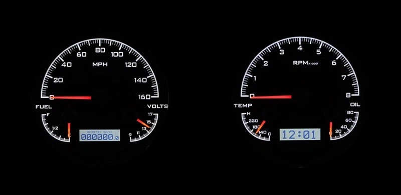 Dakota Digital 1954 Chevy Pickup sistema de calibre analógico negro blanco VHX-54C-PU-K-W Foto 2 de 4