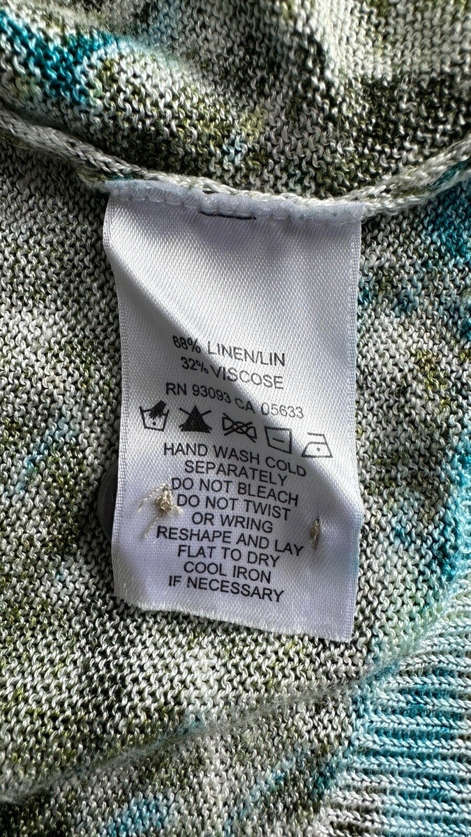 Nic+zoe green/blue linen cardigan palm print size 1X | eBay