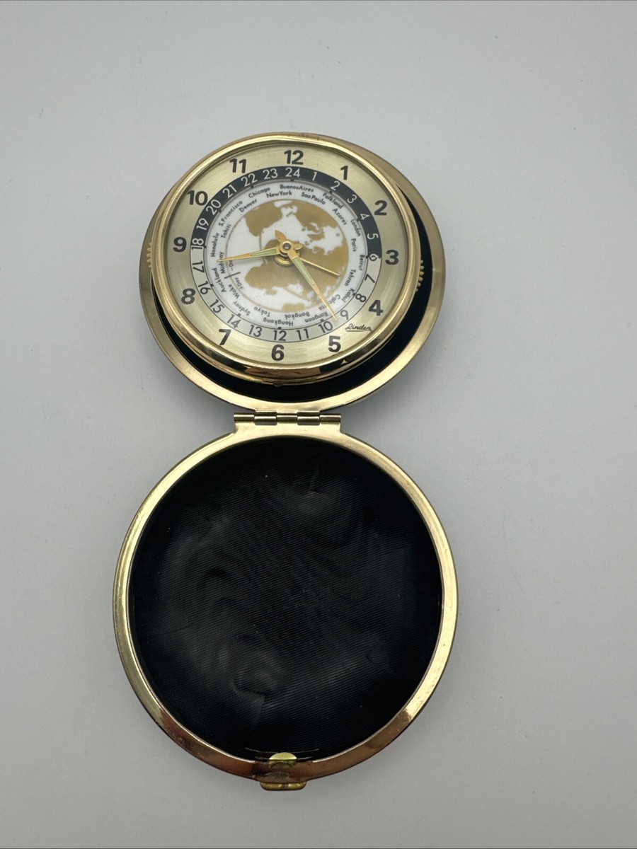 Vintage Linden Travel Alarm Clock/ Japan /World Map Time Zones