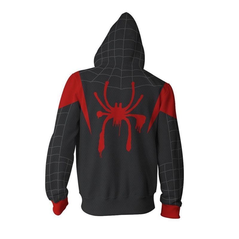 Cosplay Spiderman Into the Spider Verse Miles Morales Hoodie Coat