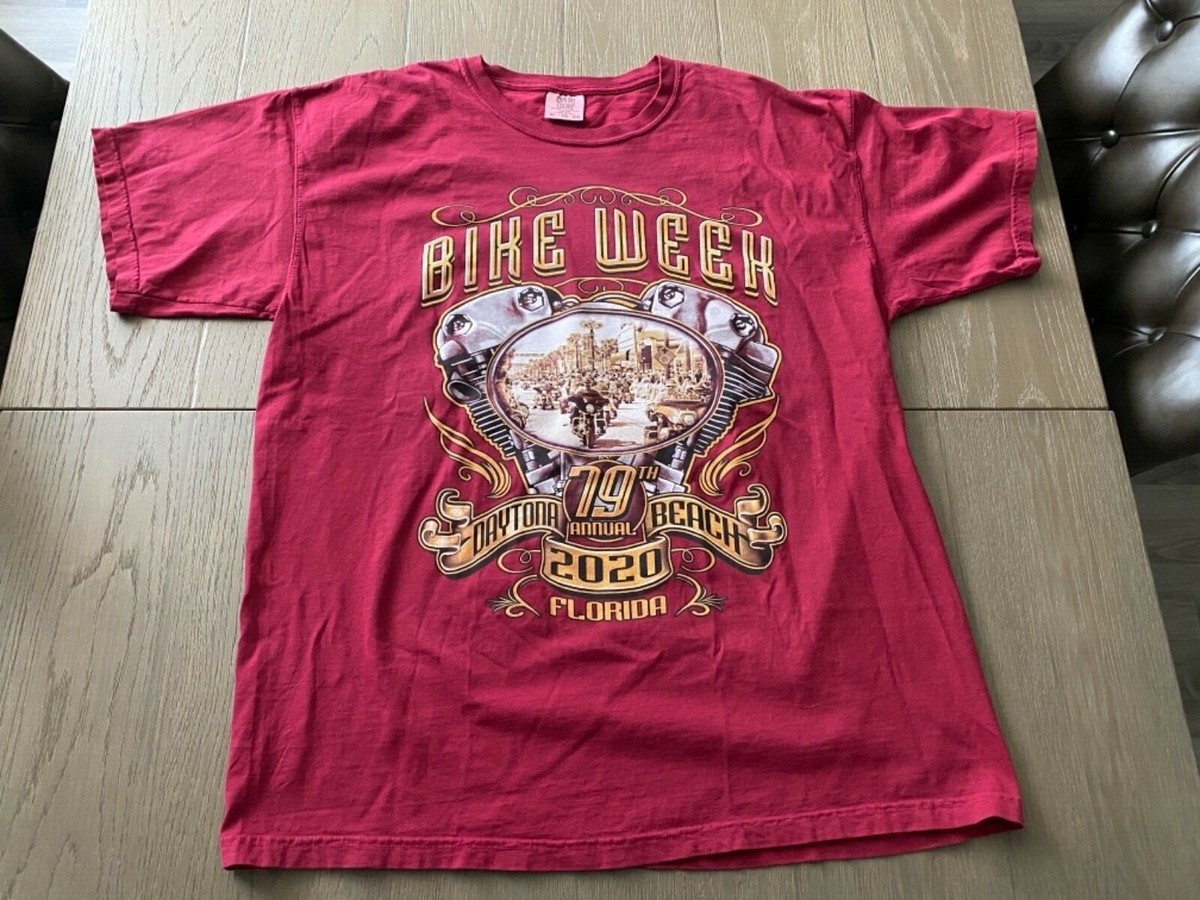 BIKE WEEK '79Tシャツ DAYTNA T Shirt Bike Week Daytona 2020 Beach79th Biker Sun Harley Burgundy