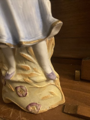 Antique Porcelain Bisque Statue Farmers Wife & Sickle Grain Sun Hat Germany - Picture 9 of 11