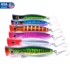 6PCS Lot 13cm/43g Popper Fishing Lures Topwater Large Bait Bass Wobbler USA