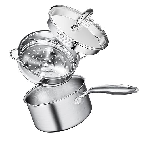 Leetaltree Quart Stainless Steel Saucepan with Steamer Basket