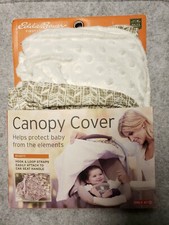 EDDIE BAUER Infant Baby Brown Car Seat Canopy Cover White Minky Unisex - Paisley