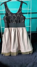 STELLA LADIES EVENING DRESS BLACK TOP & OYSTER SKIRT SIZE M 32