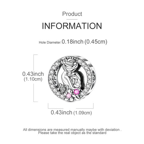 MULA 925 Sterling Silver DIY Charm Love Mother Embrace AAA CZ For Women Bracelet - Picture 5 of 7