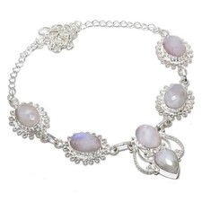 Rainbow Moonstone Gemstone Handmade 925 Sterling Silver Jewelry Necklaces Sz 18"
