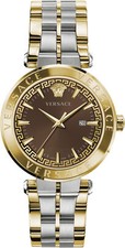 Versace VE2G00421 Aion Indiglo brown silver gold Stainless Steel Men's Watch NEW
