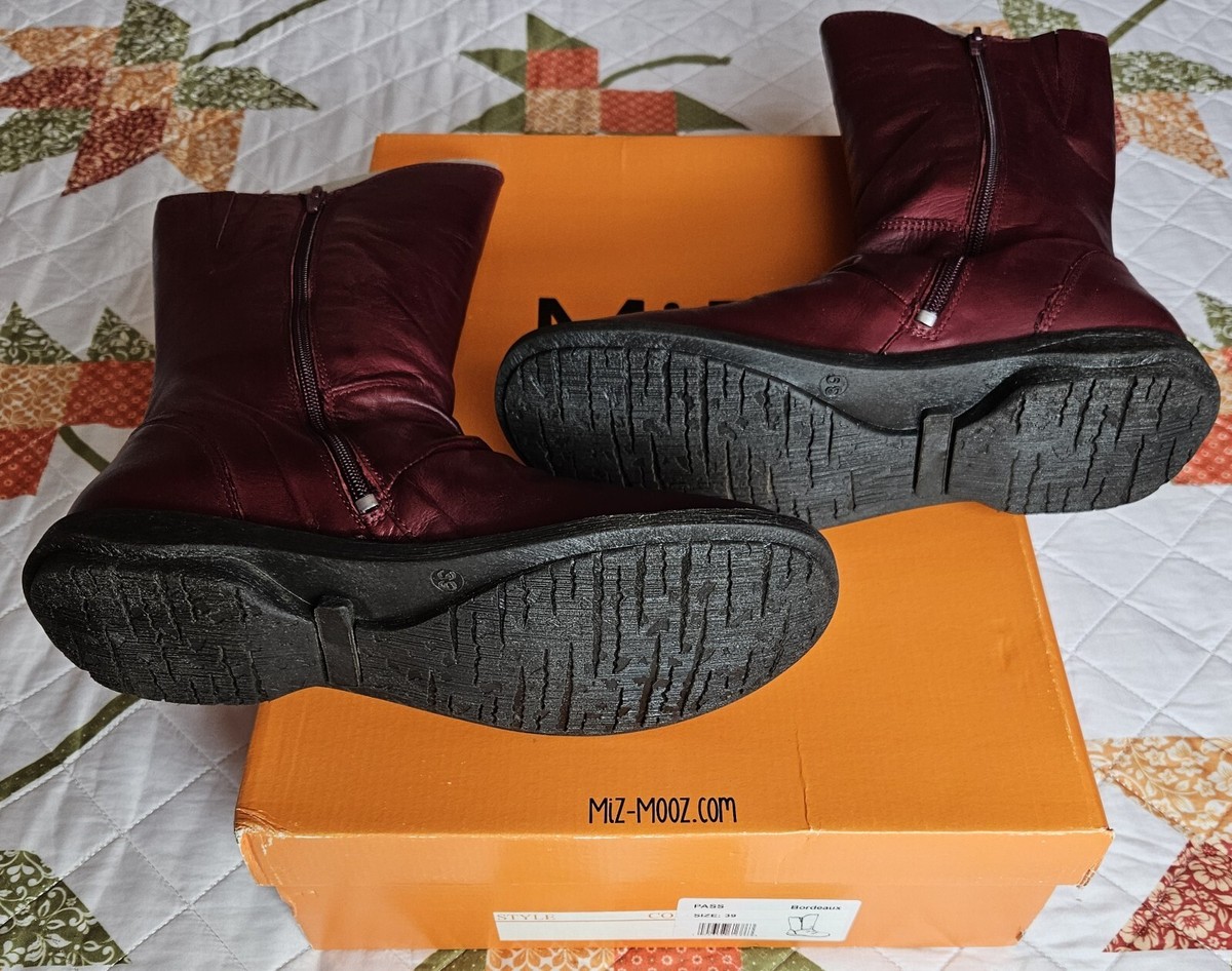 🔥Miz Mooz NYC Pass Leather Ruched Mid Boots, EU39/US8.5-9, Brandy