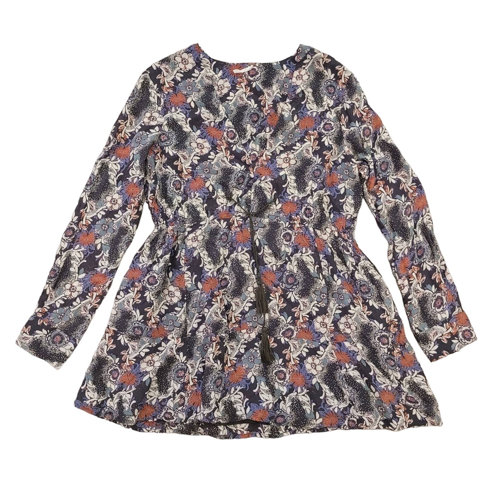 Free People Stealing Fire Long Sleeve Sheer Mini Dress Size L